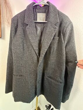 Aeropostale Men's Charcoal Gray Wool-Blend Blazer